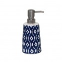 Spirella Distributeur De Savon Céramique IKAT Bleu & Blanc MSV