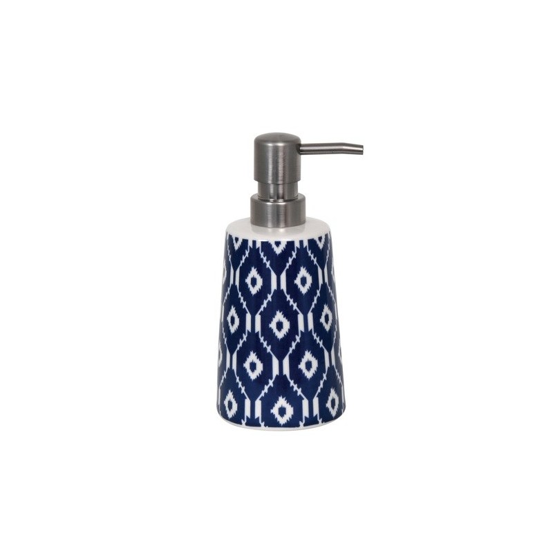 spirella Distributeur de savon Céramique IKAT Bleu & Blanc MSV