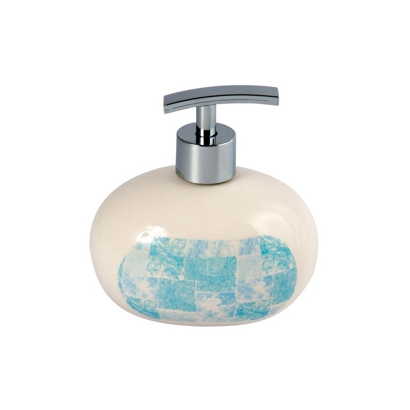 spirella Distributeur de savon Céramique JAVA CADIX Blanc & Bleu MSV
