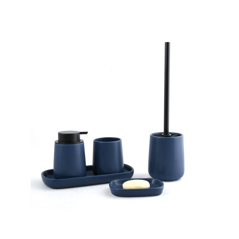 Spirella Distributeur De Savon Céramique MAONIE Bleu Foncé Mat MSV