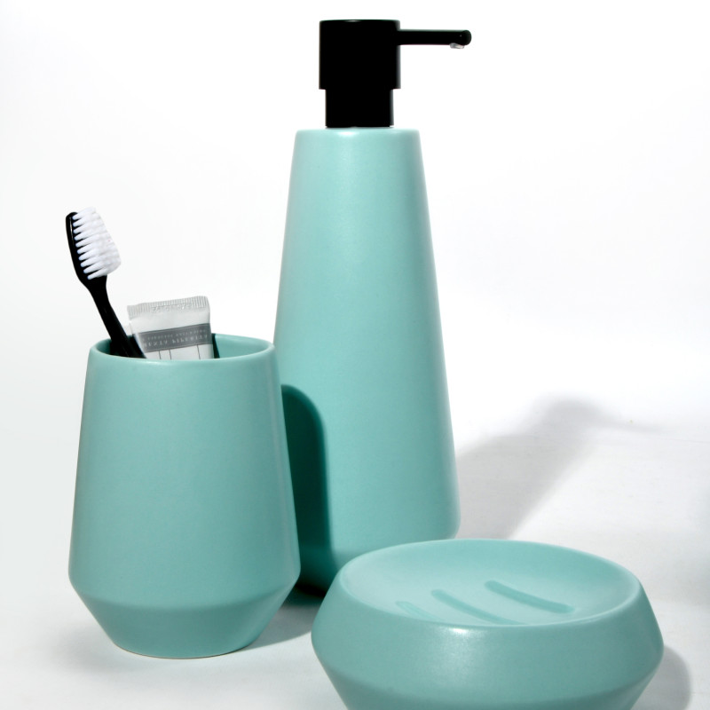 Spirella DISTRIBUTEUR DE SAVON JOSHUA Matt Aqua AVEC POMPE NOIR