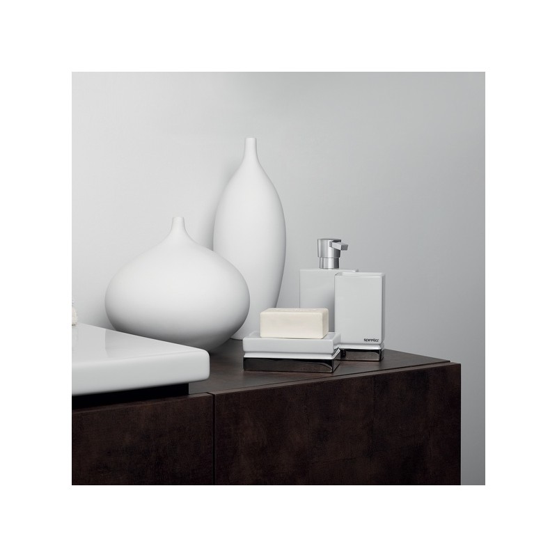 Spirella Distributeur De Savon Porcelaine ROMA Blanc & Argent Spirella