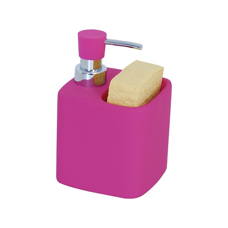 Spirella Distributeur De Savon & Porte Eponge Céramique MALAGA Rose MSV
