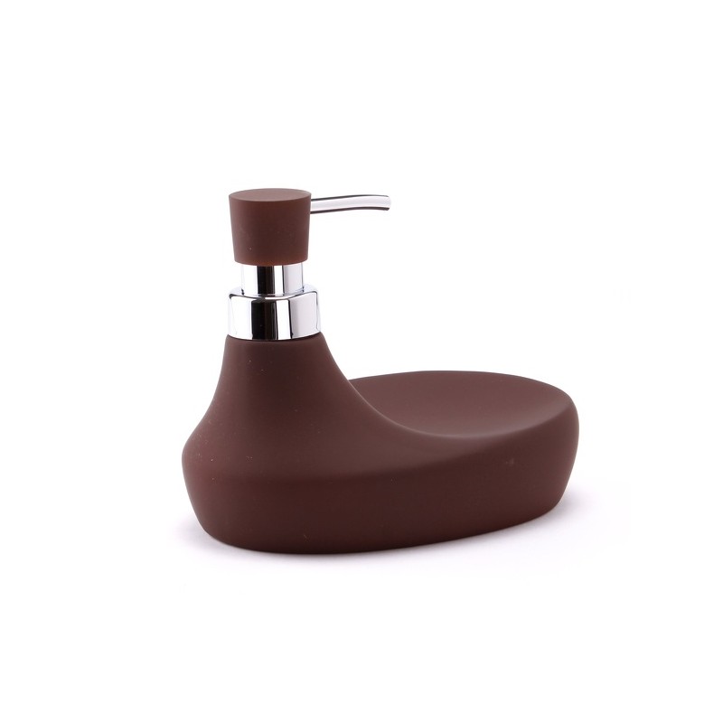Spirella Distributeur De Savon & Porte Eponge Céramique MARBELLA Chocolat MSV