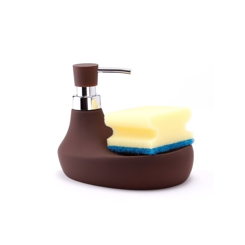 spirella Distributeur de savon & Porte Eponge Céramique MARBELLA Chocolat MSV