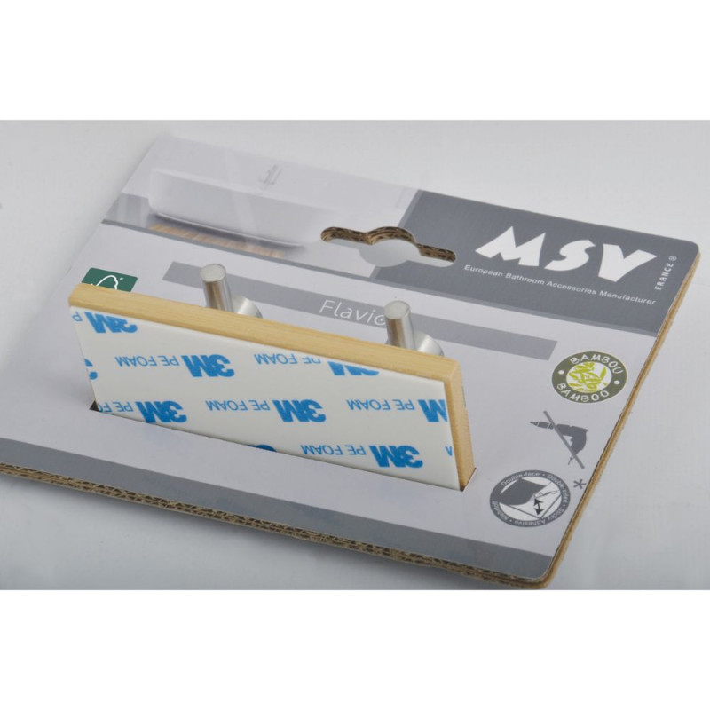 Spirella Double Crochet Mural FLAVIO Bambou & Acier MSV