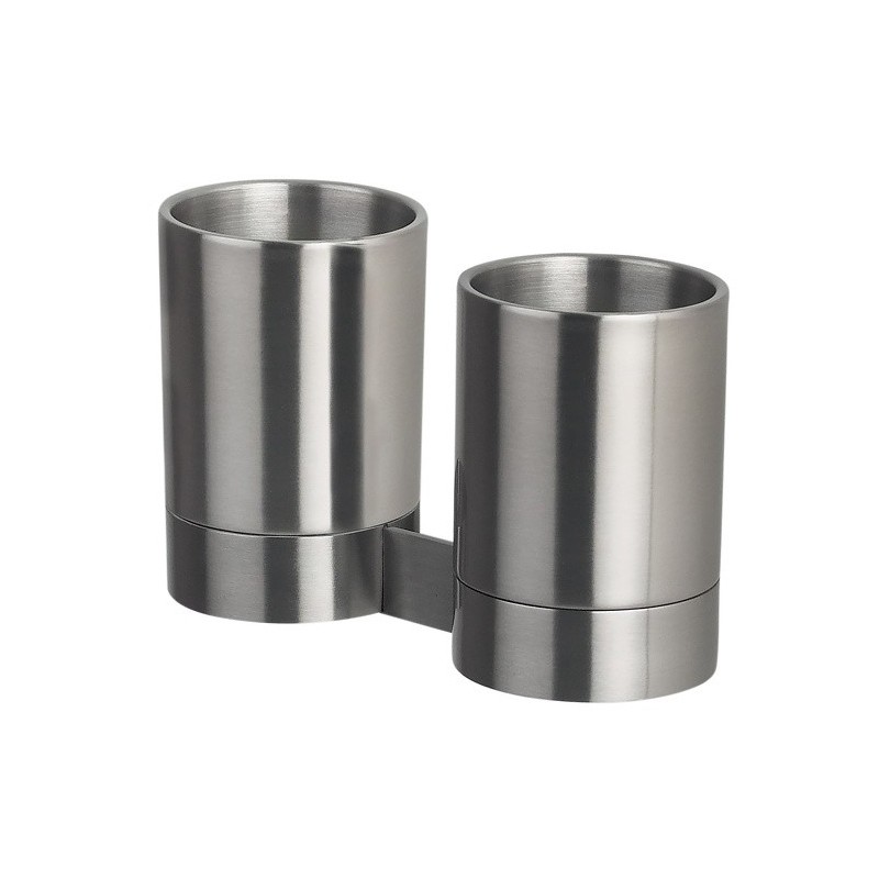 spirella Double gobelets à  fixer Acier inoxydable chromé NYO Gris Spirella