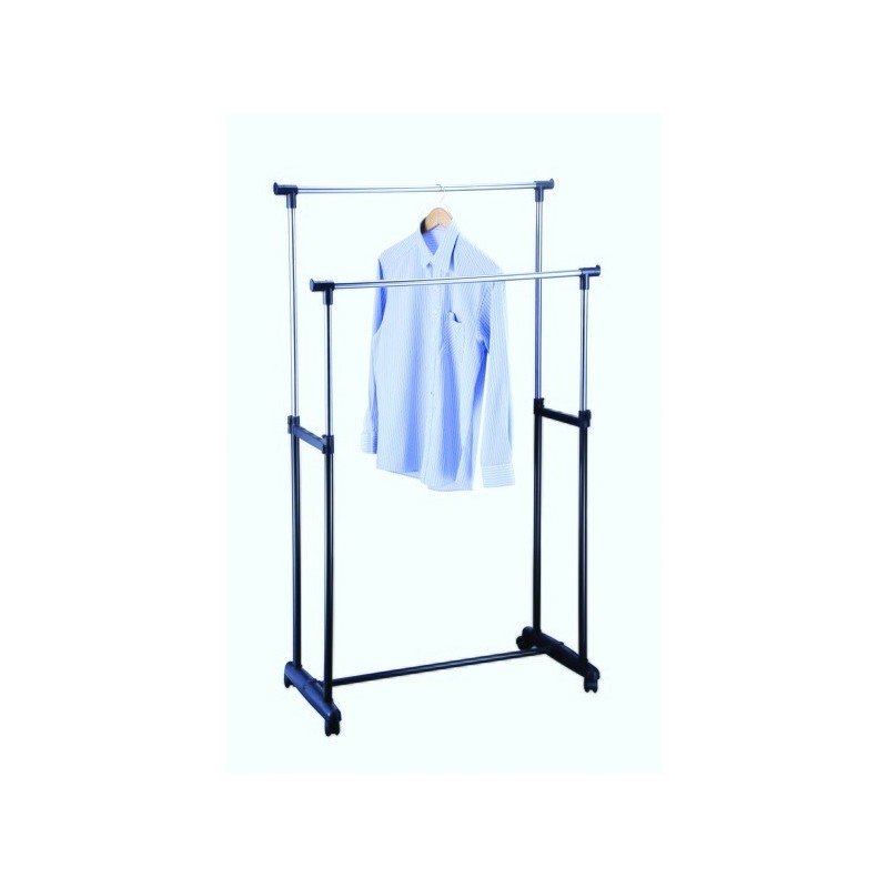 spirella Double Portant à  vêtements extensible 95-160cm Inox Noir MSV