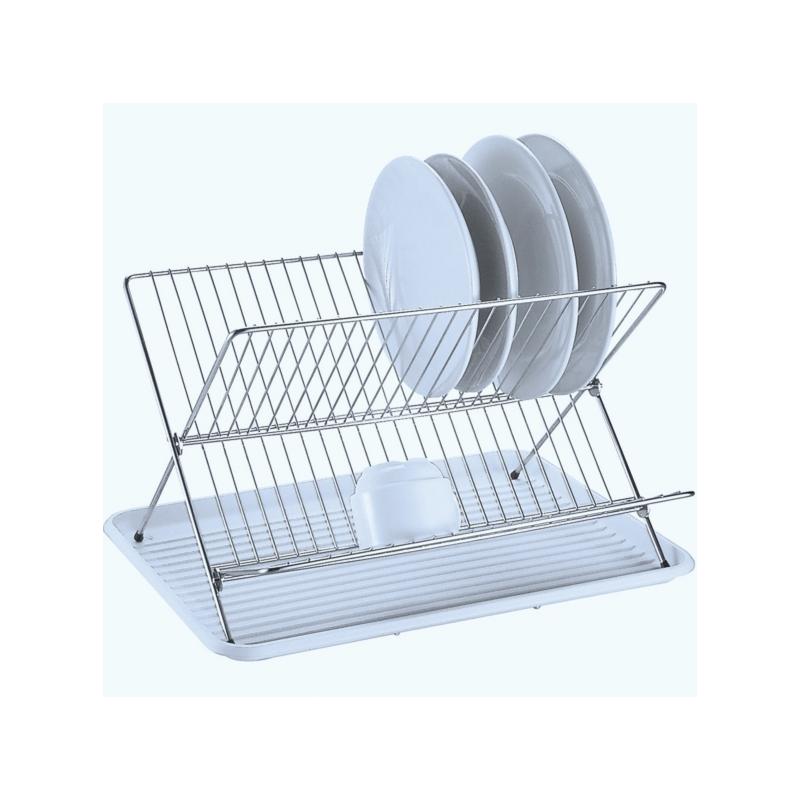 spirella Egouttoir à  vaisselle pliant avec plateau en Acier Chromé Blanc MSV