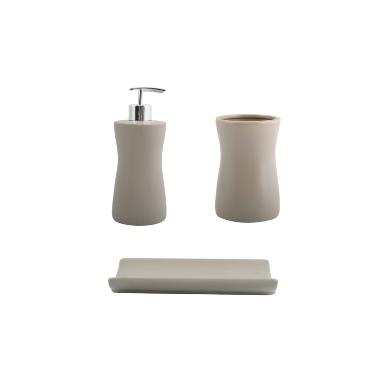 spirella Ensemble 3 accessoires de salle de bain Céramique PALMA Taupe MSV