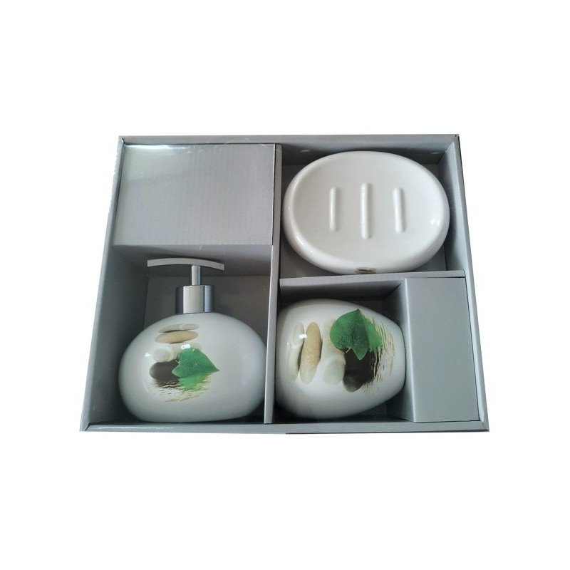 spirella Ensemble 3 accessoires de salle de bain Céramique JAVA LINGGA Blanc MSV