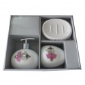 Spirella Ensemble 3 Accessoires De Salle De Bain Céramique JAVA BORNEO Blanc MSV
