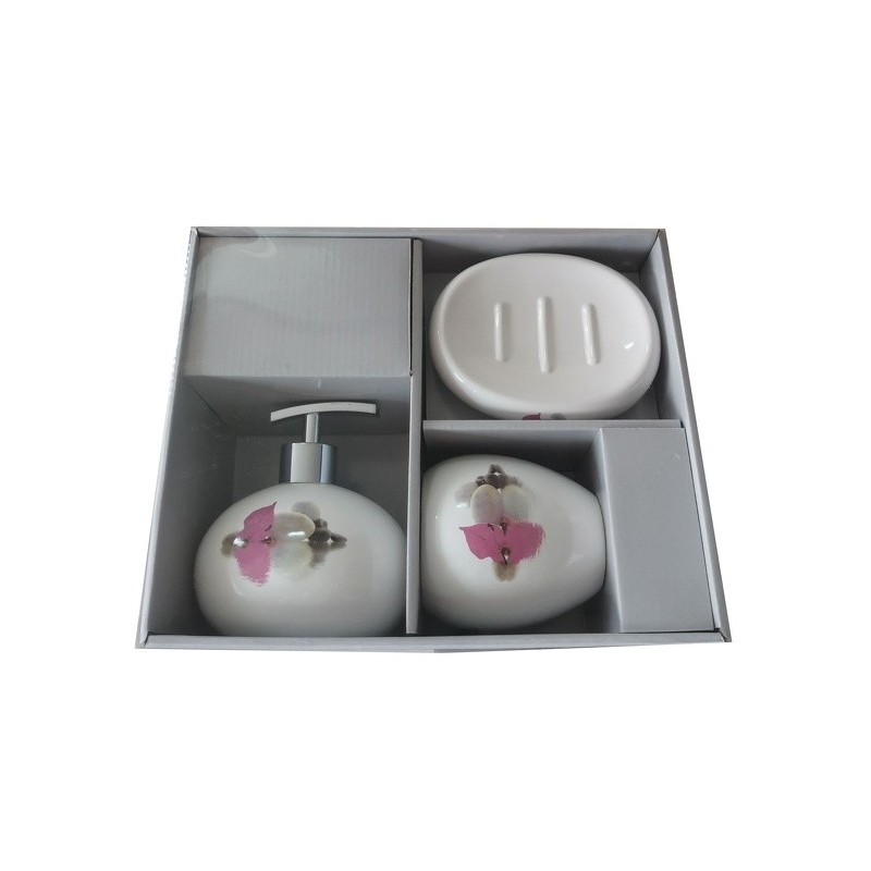 spirella Ensemble 3 accessoires de salle de bain Céramique JAVA BORNEO Blanc MSV