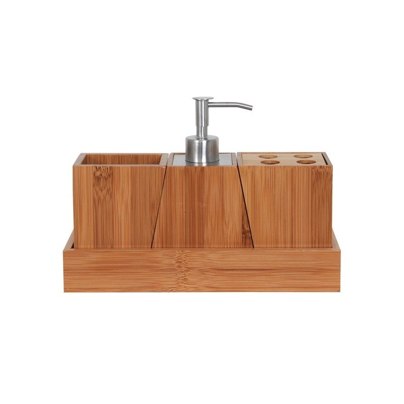 spirella Ensemble de 3 accessoires de salle de bain Inox & Bambou MSV