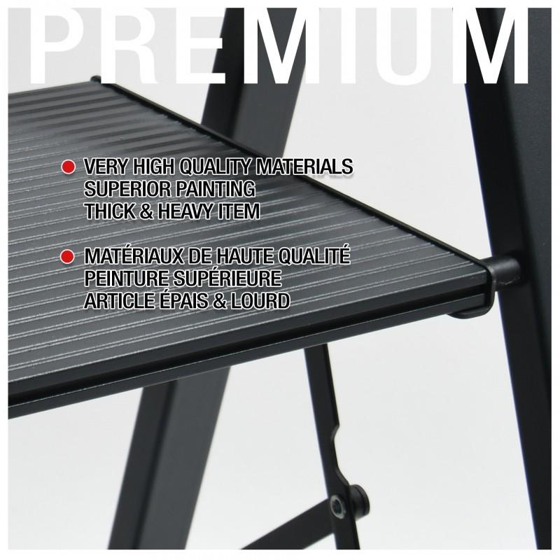 Spirella Escabeau 2 Marches Pliant Anti-dérapant En Acier - Max 150kg (47 5x42 5x85cm) Noir Mat MSV