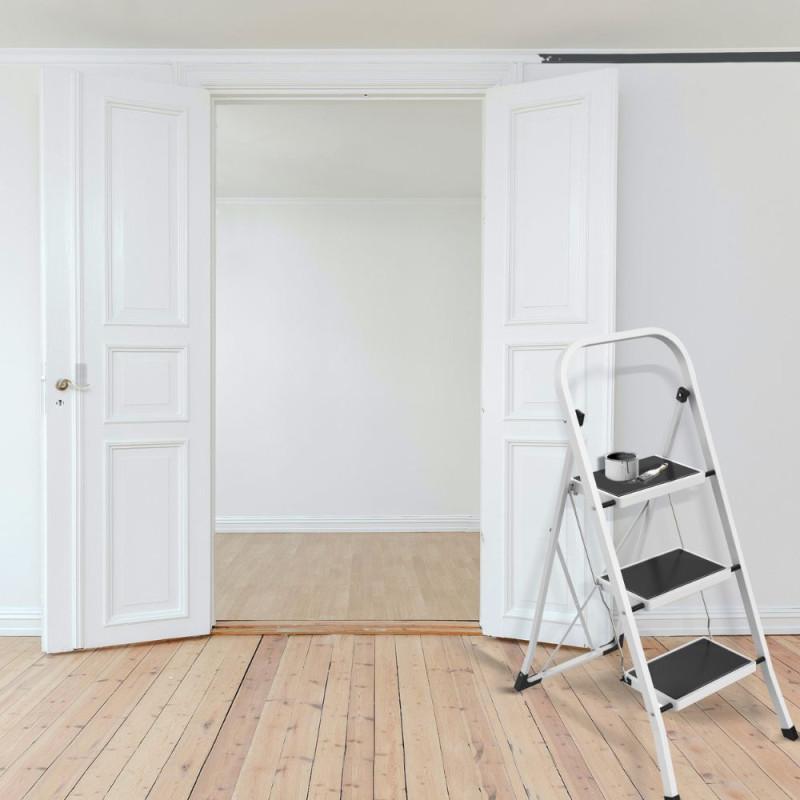 Spirella Escabeau 3 Marches Pliant & Antidérapant Acier Max 150kg (46x71x105cm) MSV