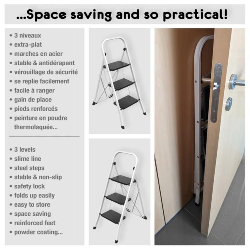 Spirella Escabeau 3 Marches Pliant En Acier Max 150kg (46x71x105cm) MSV