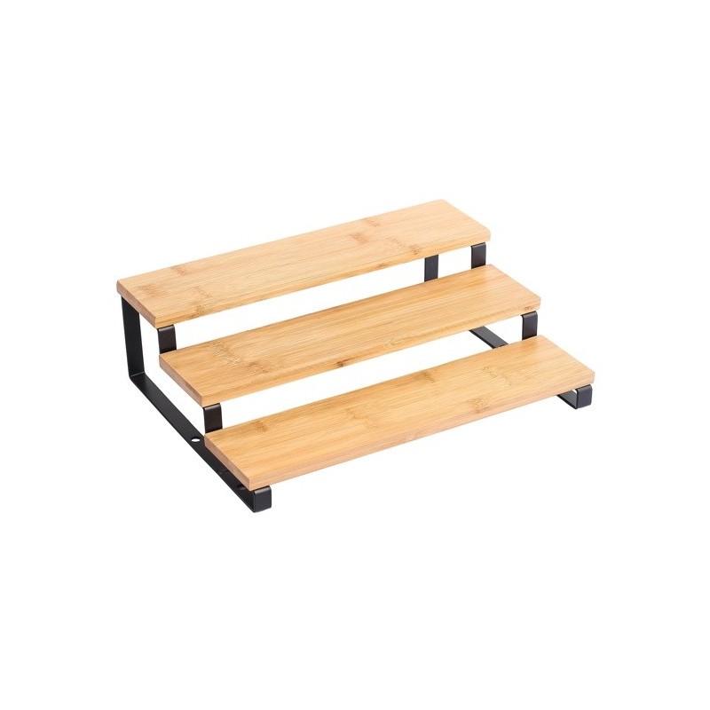 spirella Etagère à  épices 3 niveaux Design industriel Bambou & Acier ELIE Noir mat MSV