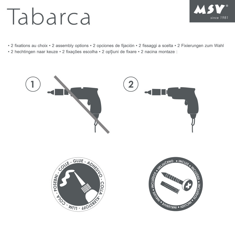 Spirella Etagère D'angle De Douche 2 Niveaux à  Fixer TABARCA Alu & Verre Satiné MSV
