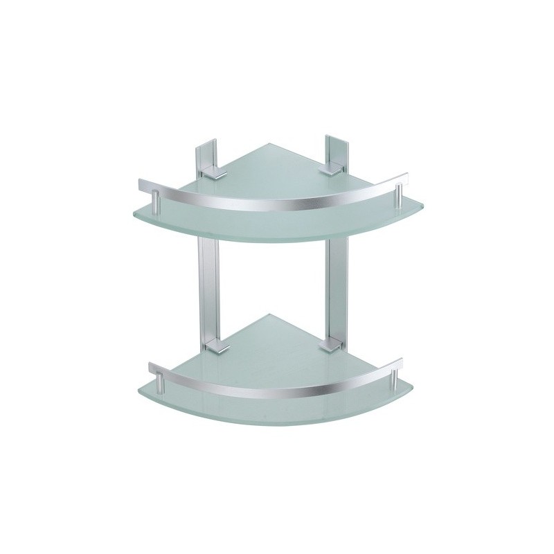 spirella Etagère d'angle de douche 2 niveaux à  fixer TABARCA Alu & Verre Satiné MSV