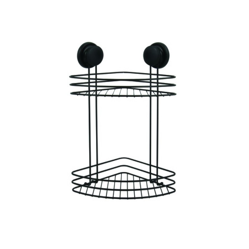 spirella Etagère d'angle de douche 2 niveaux à  ventouses Acier Noir mat MSV