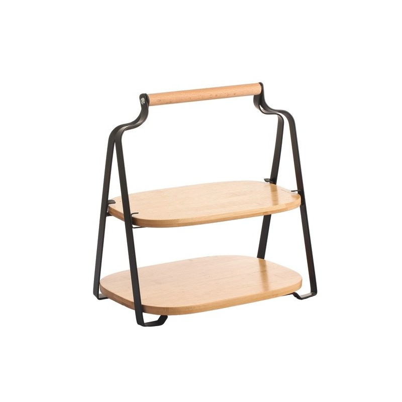 Spirella Etagère De Cuisine à  Poser Design Industriel Bambou & Acier ELIE Noir Mat MSV