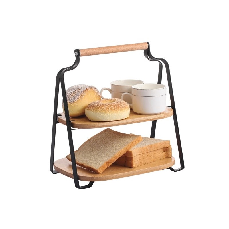 spirella Etagère de cuisine à  poser Design industriel Bambou & Acier ELIE Noir mat MSV