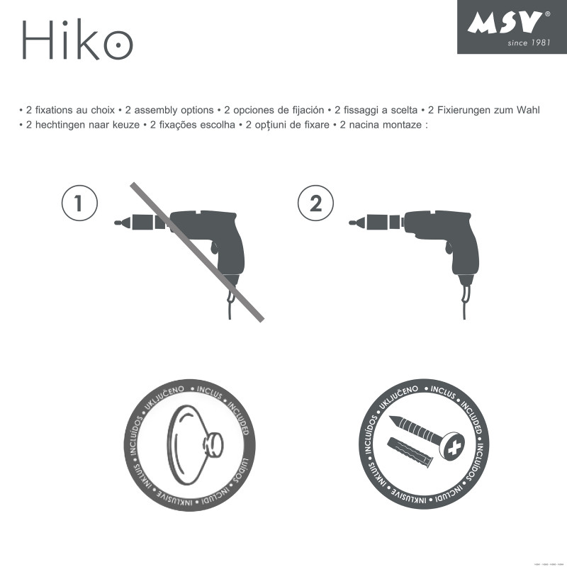 Spirella Etagère De Douche 2 Niveaux à  Ventouses HIKO Bambou & Acier Noir MSV