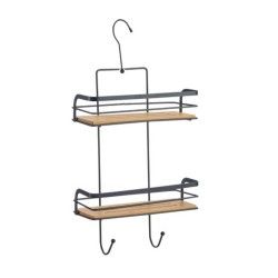 Spirella Etagère De Douche 2 Niveaux KIM Bambou & Acier Noir Mat MSV
