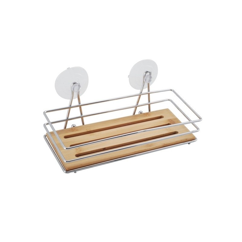 spirella Etagère de douche à  ventouses Bambou & Chromé MSV