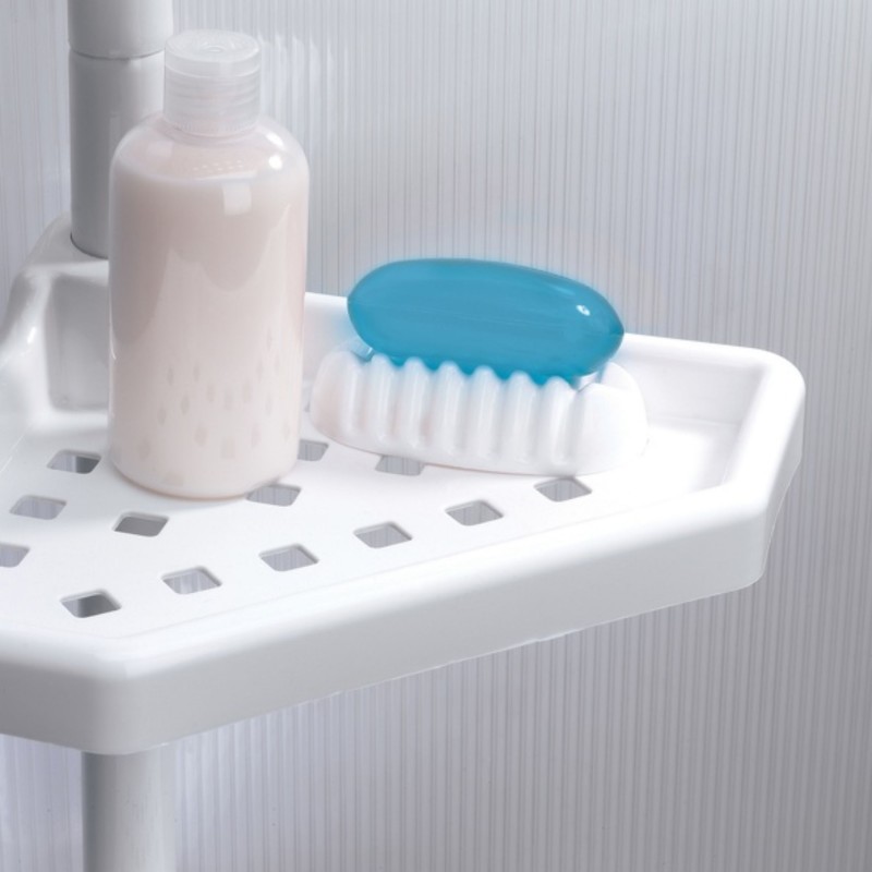 Spirella Etagère De Douche D'angle Auto-portée 135-260cm Blanc Telescopique - Sans Perçage - 4 Tablettes MSV