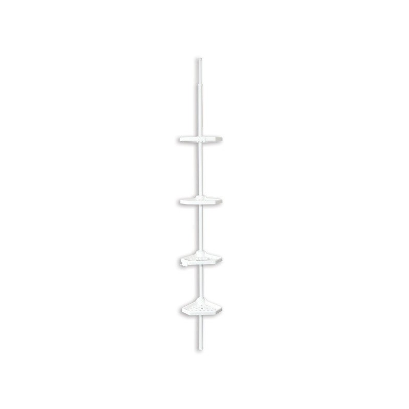 spirella Etagère de douche d'angle auto-portée 135-260cm Blanc telescopique - Sans perçage - 4 tablettes MSV