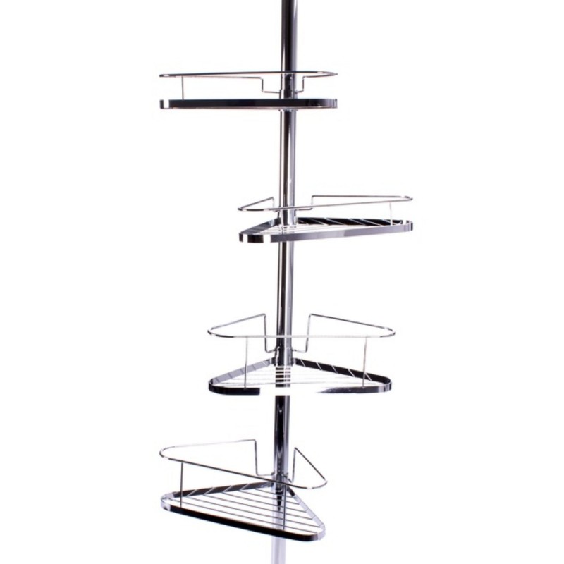 Spirella Etagère De Douche D'angle Auto-portée 145-250cm Acier Chromé Telecscopique - Sans Perçage - 4 Tablettes MSV