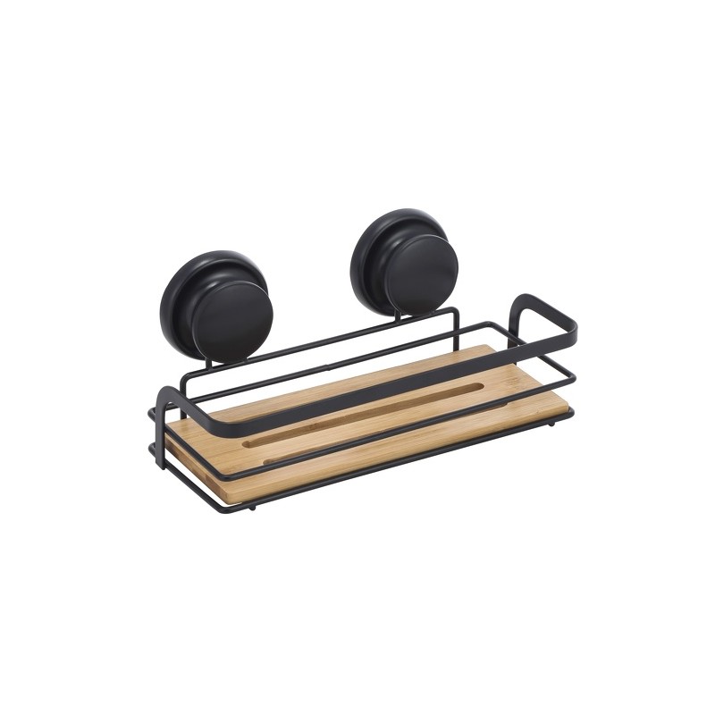 spirella Etagère Panier de douche à  ventouses Acier & Bambou Noir mat MSV