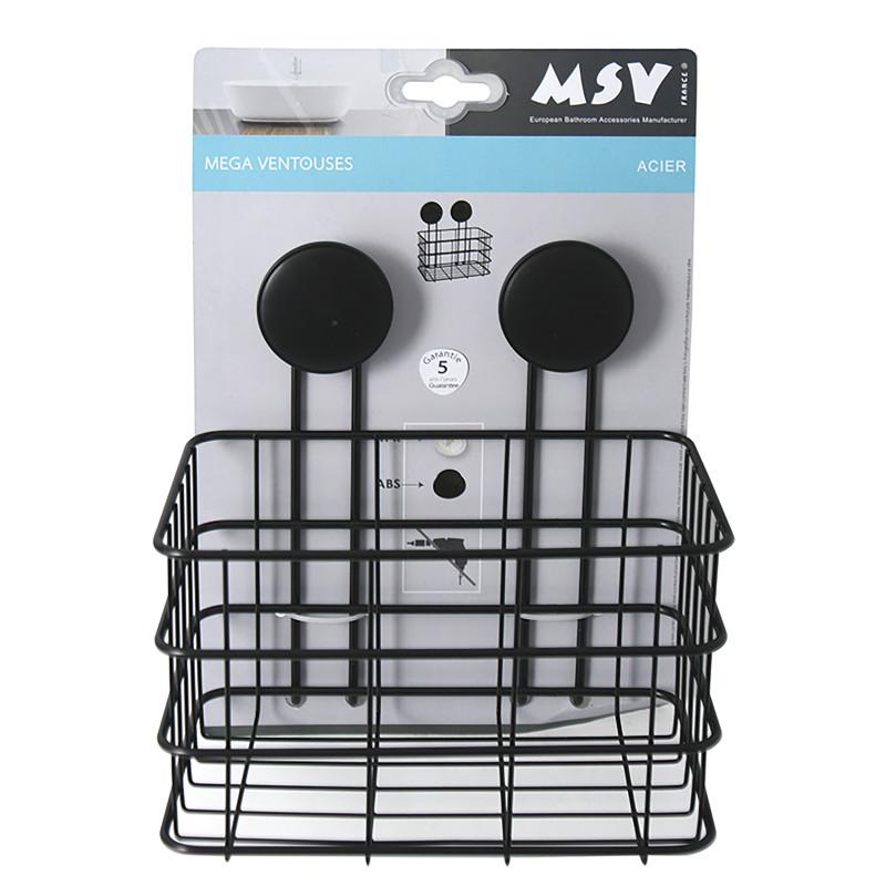 Spirella Etagère Panier De Douche à  Ventouses Acier Noir Mat MSV