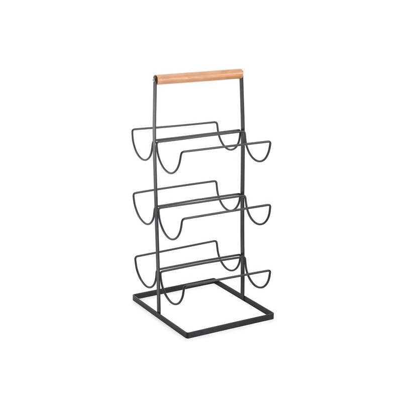 Spirella Etagère Range Bouteilles Design Industriel Bois & Acier ELIE Noir Mat MSV