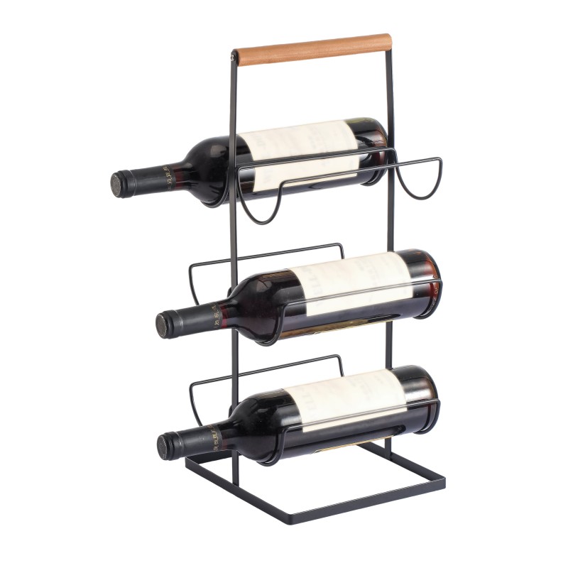 spirella Etagère range bouteilles design industriel Bois & Acier ELIE Noir mat MSV