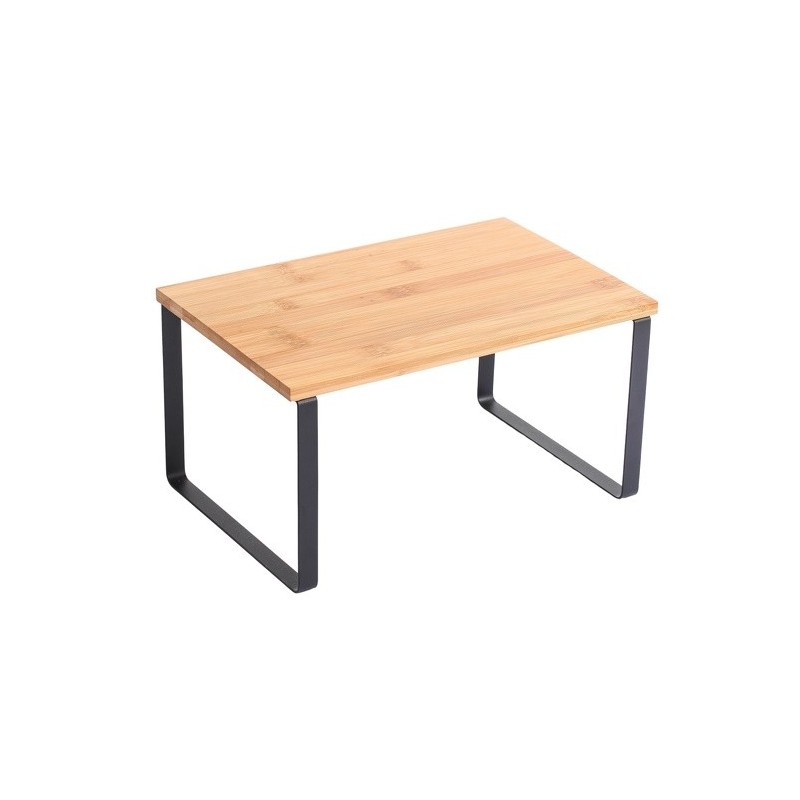 Spirella Etagère Support De Cuisine Sur Pied Design Industriel Bambou & Acier ELIE Noir Mat MSV
