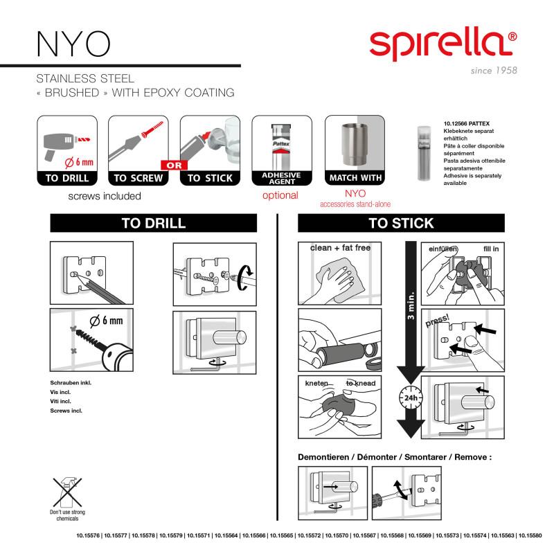 Spirella Gobelet à  Fixer Acier Inoxydable Chromé NYO Gris Spirella