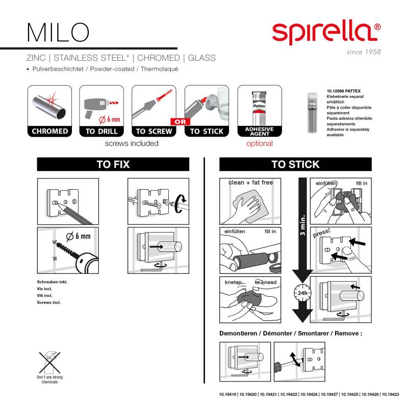 Spirella Gobelet à  Fixer Verre & Acier Chromé MILO Blanc Spirella