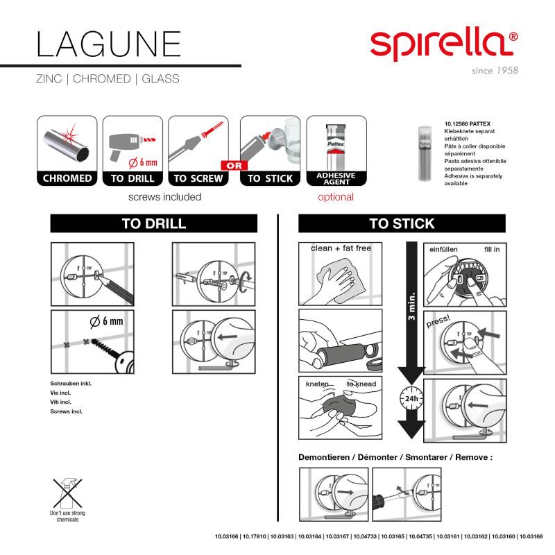 Spirella Gobelet à  Fixer Verre & Acier LAGUNE Chromé Transparent Spirella
