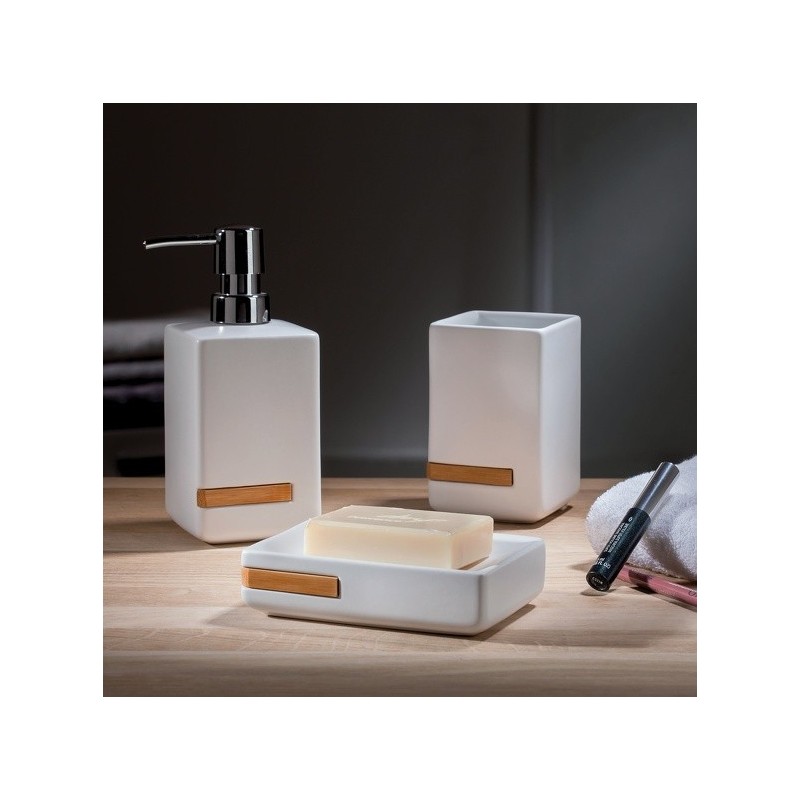 Spirella Gobelet Céramique & Bambou OSLO Blanc Spirella