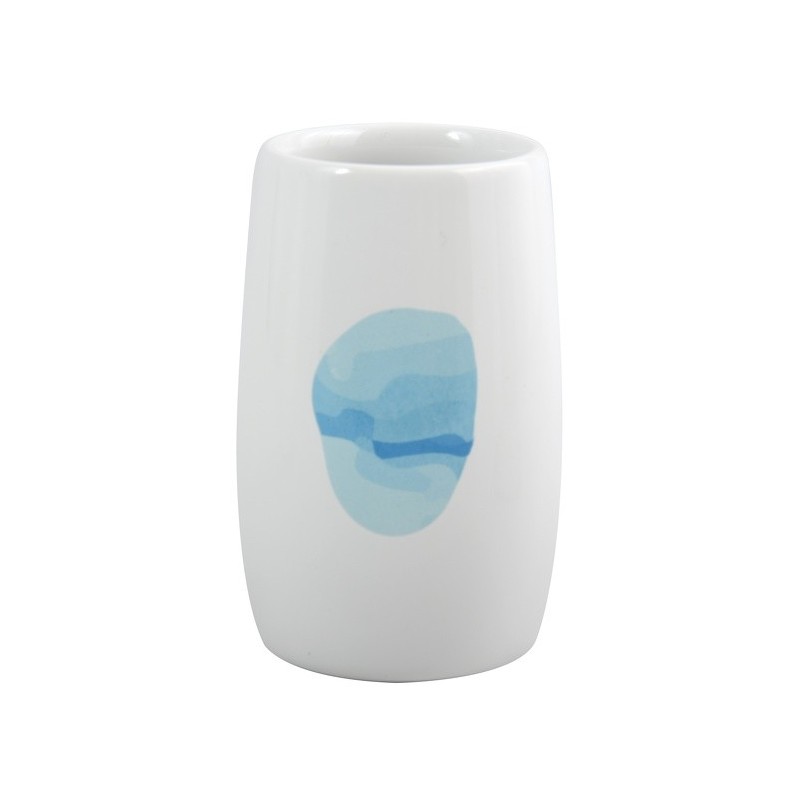 spirella Gobelet Céramique WATERCOLOR Blanc & Bleu MSV