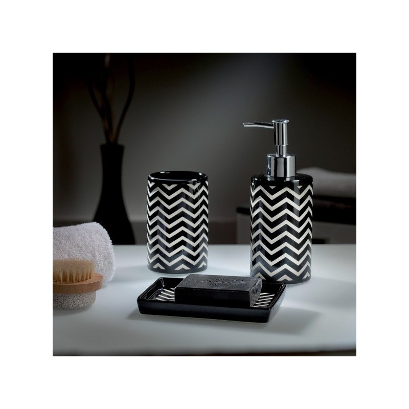 Spirella Gobelet Céramique WAVE Noir & Blanc Spirella