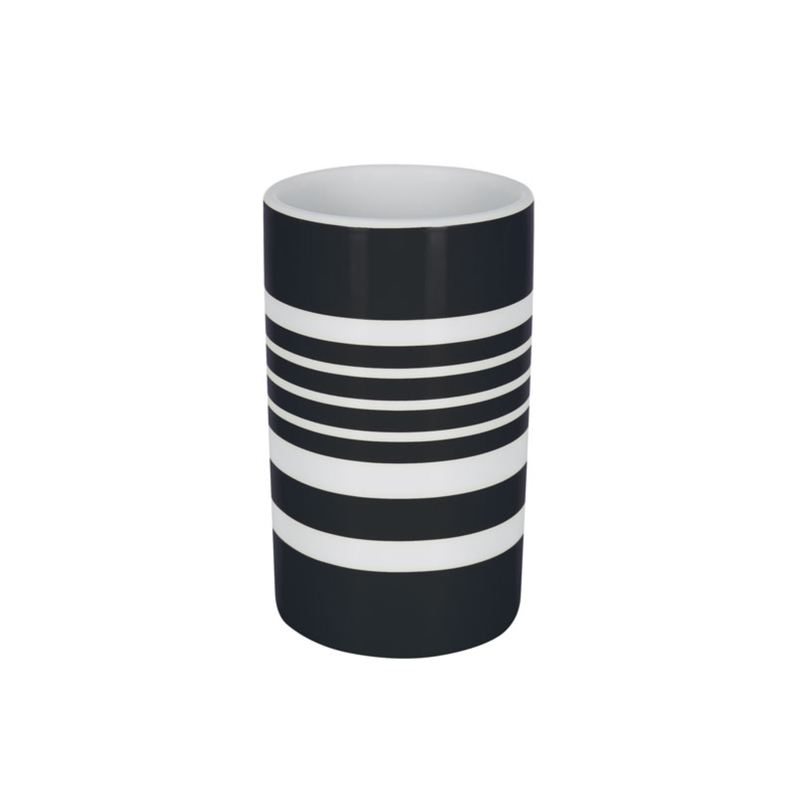 spirella Gobelet Porcelaine TUBE-STRIPES Noir et blanc Spirella