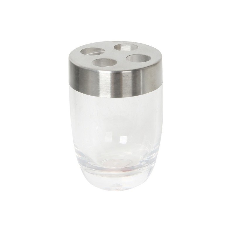 spirella Gobelet PS & Inox PAPEETE Transparent & Gris MSV