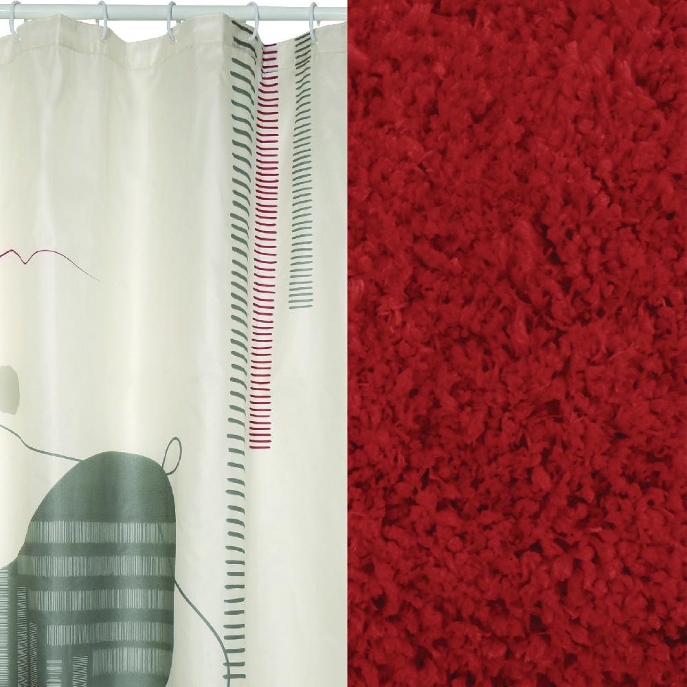Spirella Lot D'un Rideau De Douche Teiva Et D'un Tapis Microfibre Terracotta