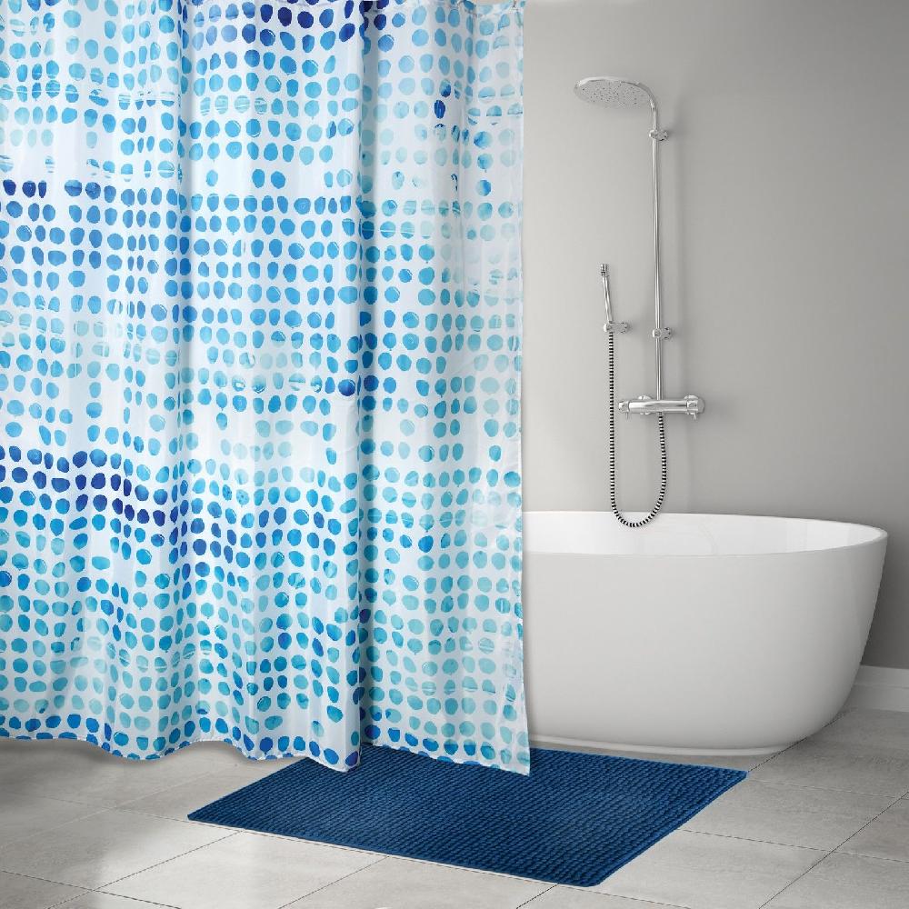 spirella Lot d'un rideau de douche Watercolor MSV et d'un tapis chenille bleu foncé