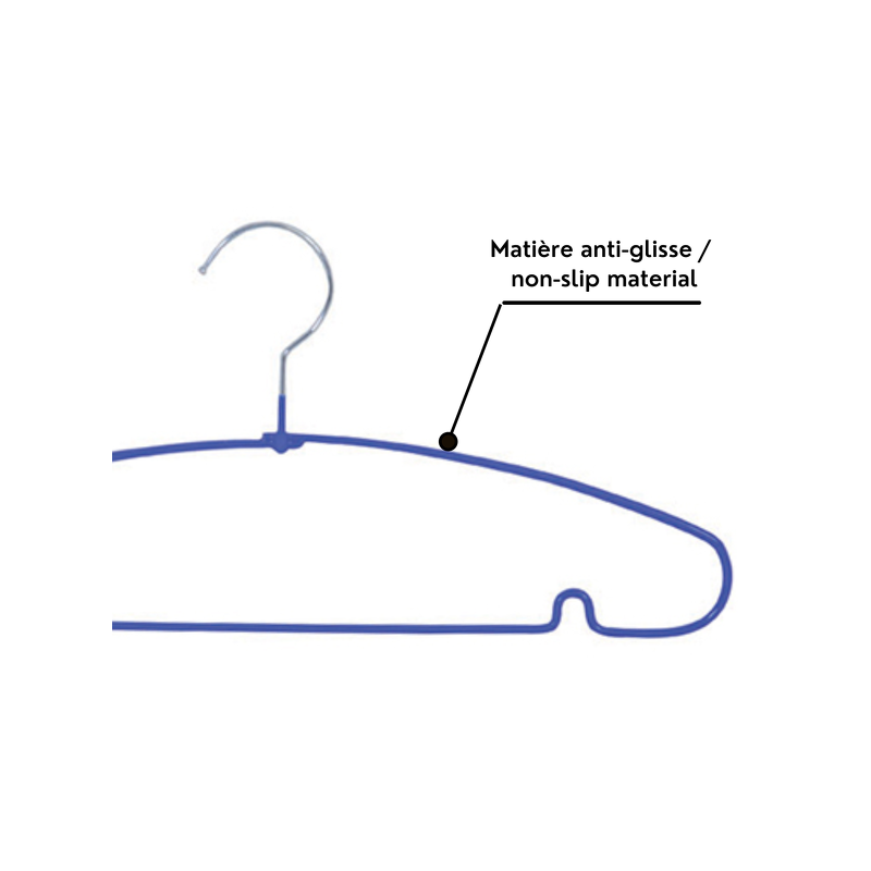 Spirella Lot De 10 Cintres En Acier Plastifié Antiglisse Bleu MSV