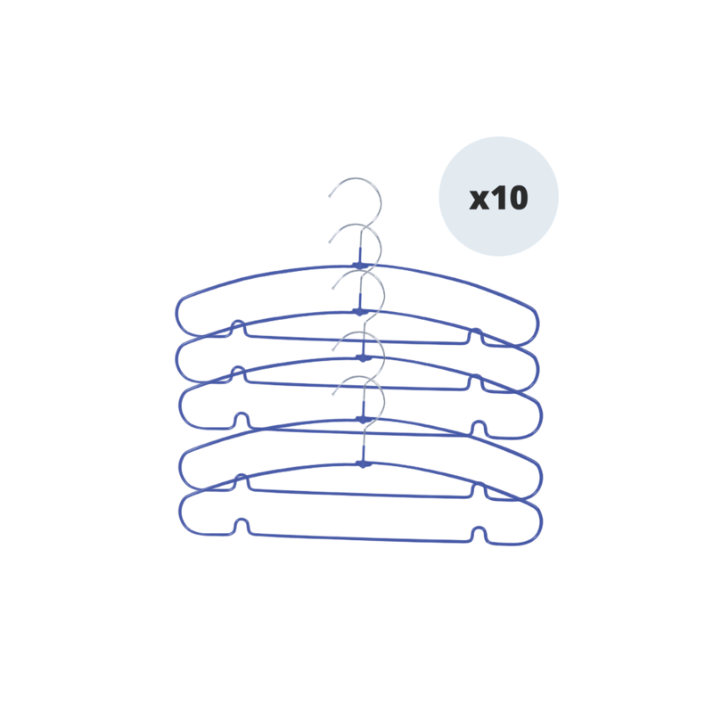 spirella Lot de 10 cintres en Acier plastifié antiglisse Bleu MSV